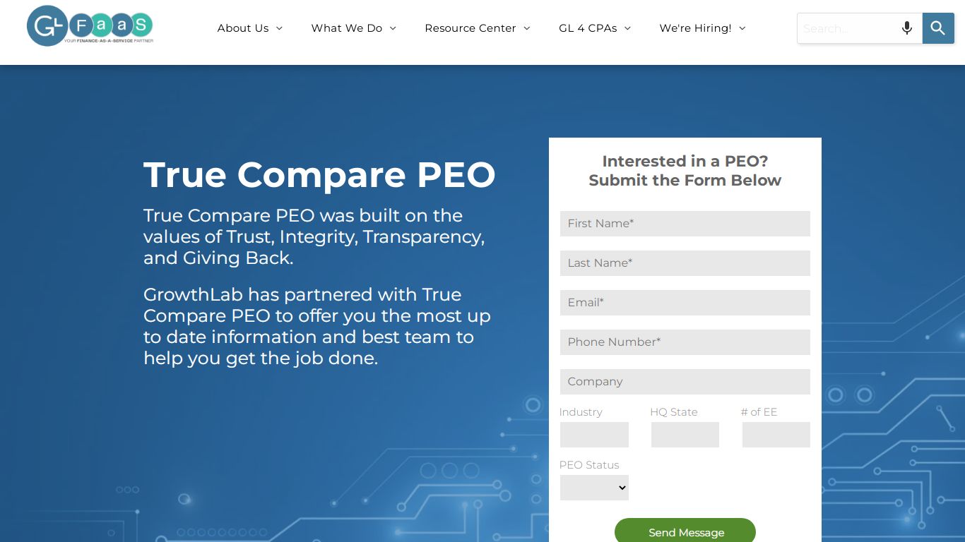 True Compare PEO - GrowthLab Financial